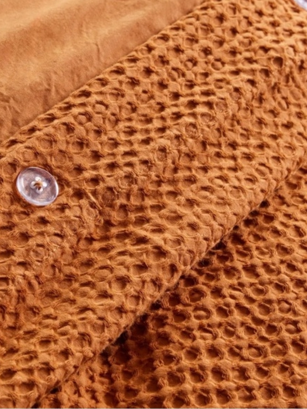 Quince Luxe Waffle King Size Duvet Cover Set In Terracotta  New - Picture 9 of 11